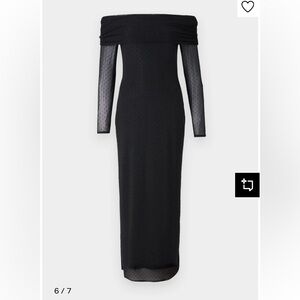 Abercrombie black off the shoulder rhinestone mesh maxi dress